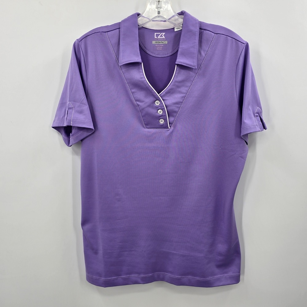 Cutter & Buck Womens CB DryTec Purple‎ Short Sleeve Polo Shirt Golf Large